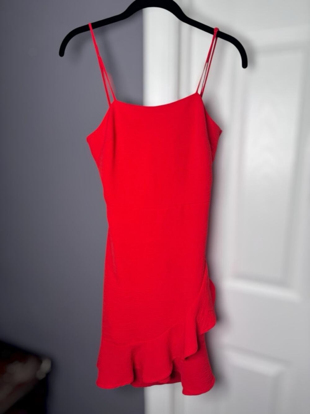 Monteau Los Angeles Red Ruffle Mini Dress Open Back Bow Detail Small